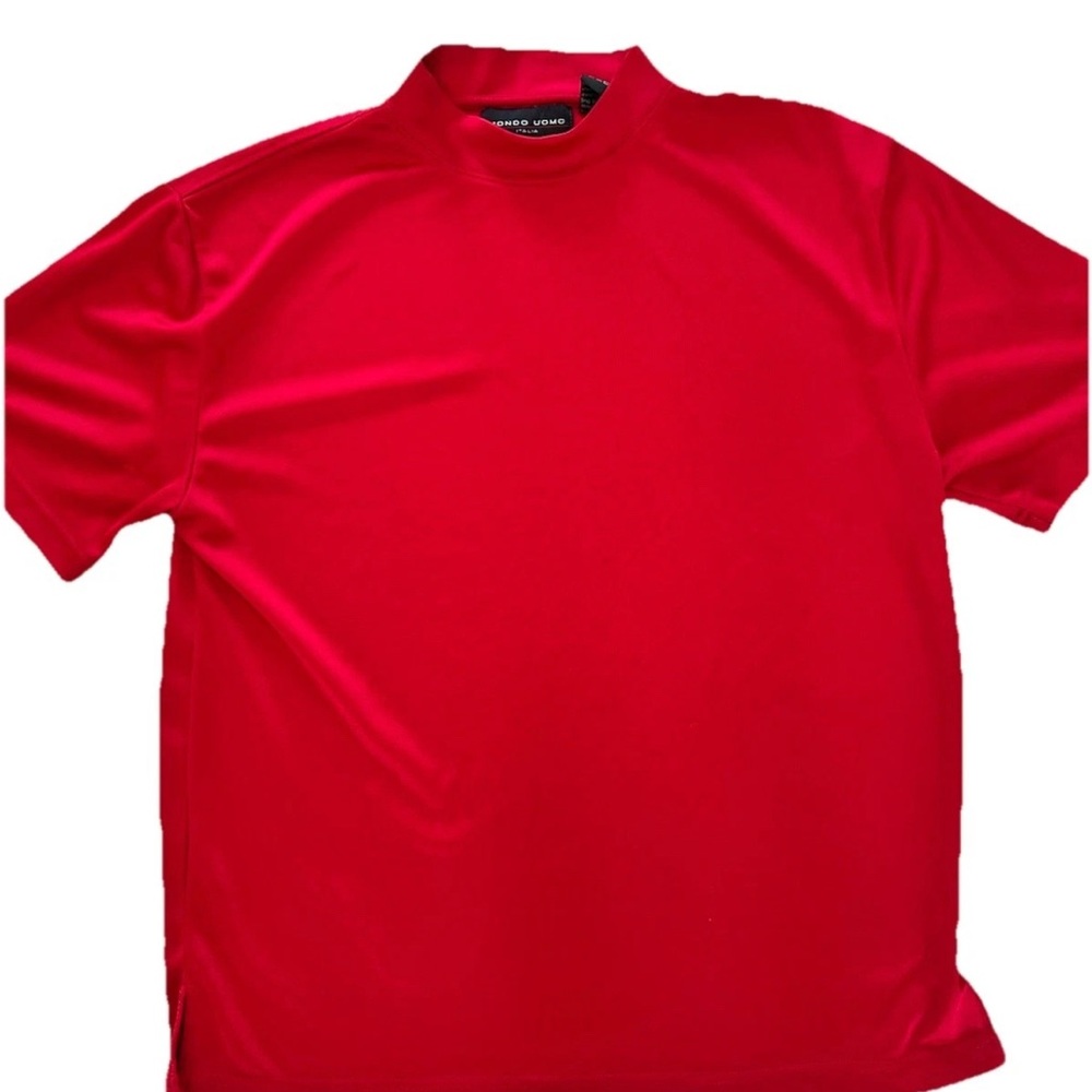 Mondo Upon Italia Mock Neck Red Short Sleeve Shirt Mens Large